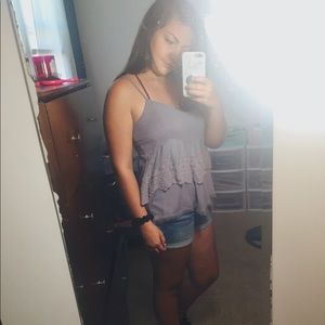 Lavender XS summer ruffle shirt.